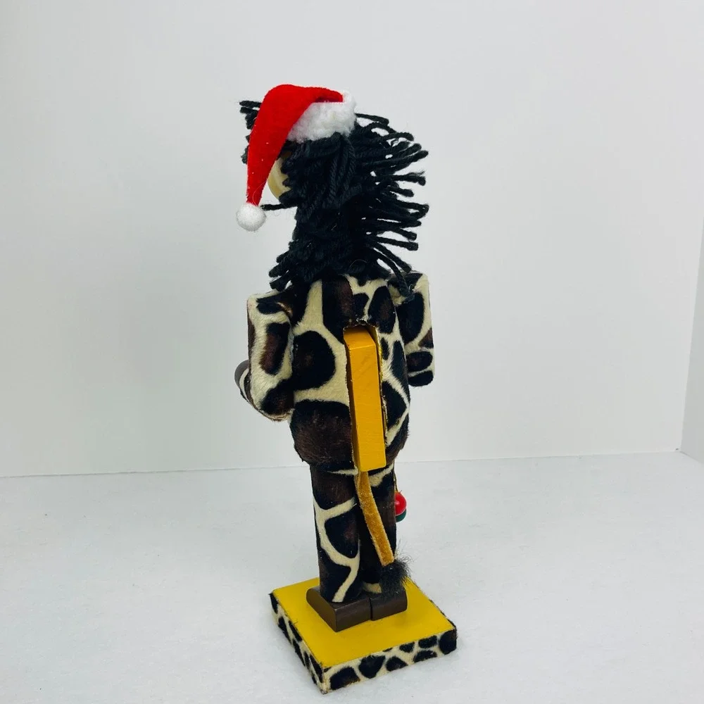 Giraffe Christmas Nutcracker Safari Animal Print Santa Hat 12 Inch Decor